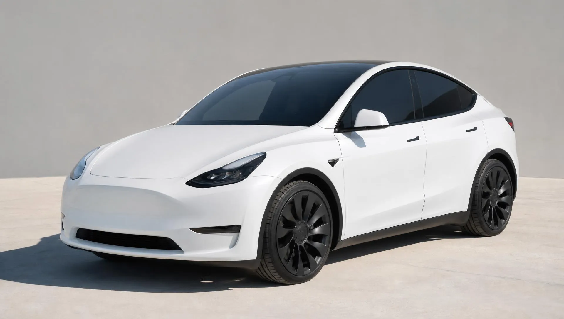 White Tesla Model Y with ceramic tint in a bright tint shop